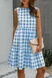 Fashion Street Plaid O Neck Princess Dresses(3 Colors)