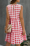 Fashion Street Plaid Patchwork O Neck Princess Dresses