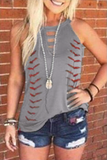 Casual Print Bandage O Neck Tops