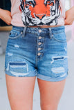 Fashion Street Solid Ripped High Waist Straight Denim Shorts