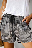 Casual Print Split Joint Straight Mid Waist Straight Full Print Bottoms