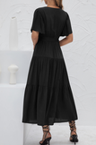 Elegant Solid Patchwork With Belt V Neck Cake Skirt Dresses