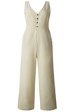 Fashion Casual Striped Patchwork V Neck Loose Jumpsuits
