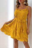 Fashion Street Polka Dot Split Joint Spaghetti Strap A Line Dresses