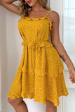 Fashion Street Polka Dot Split Joint Spaghetti Strap A Line Dresses