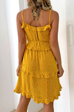 Fashion Street Polka Dot Split Joint Spaghetti Strap A Line Dresses