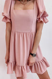 Fashion Casual Solid Patchwork Square Collar A Line Dresses