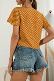 Fashion Sweet Solid Split Joint V Neck T-Shirts