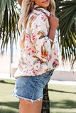 Fashion Casual Print Split Joint Turndown Collar Tops