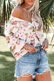 Fashion Casual Print Split Joint Turndown Collar Tops