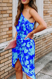 Fashion Street Print Patchwork One Shoulder A Line Dresses