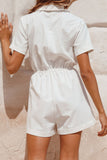 Fashion Street Solid Split Joint Turndown Collar Loose Jumpsuits