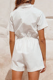 Fashion Street Solid Split Joint Turndown Collar Loose Jumpsuits