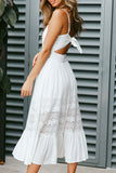 Fashion Casual Solid Split Joint Spaghetti Strap A Line Dresses