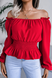 Fashion Elegant Split Joint Off the Shoulder Tops(5 colors)