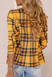 Fashion Street Plaid Split Joint Turn-back Collar Outerwear