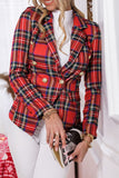 Fashion Street Plaid Split Joint Turn-back Collar Outerwear