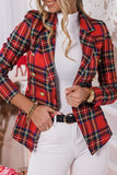 Fashion Street Plaid Split Joint Turn-back Collar Outerwear