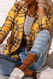 Fashion Street Plaid Patchwork Turn-back Collar Outerwear