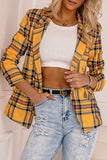 Fashion Street Plaid Patchwork Turn-back Collar Outerwear