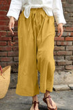 Fashion Casual Solid Patchwork Loose High Waist Wide Leg Bottoms