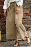 Fashion Casual Solid Patchwork Loose High Waist Wide Leg Bottoms