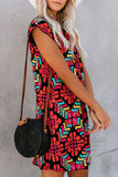 Fashion Street Print Split Joint O Neck A Line Dresses