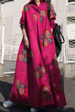 Fashion Vintage Print Patchwork Turndown Collar A Line Dresses(4 Colors)