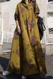 Fashion Vintage Print Patchwork Turndown Collar A Line Dresses(4 Colors)