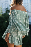 Fashion Casual Floral Patchwork Frenulum Off the Shoulder A Line Dresses