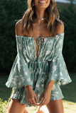 Fashion Casual Floral Split Joint Frenulum Off the Shoulder A Line Dresses