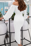 Fashion Elegant Solid Split Joint Fold Strapless Pencil Skirt Dresses