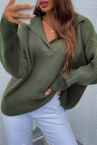 Casual Solid Patchwork Turndown Collar Tops Sweater(4 colors)