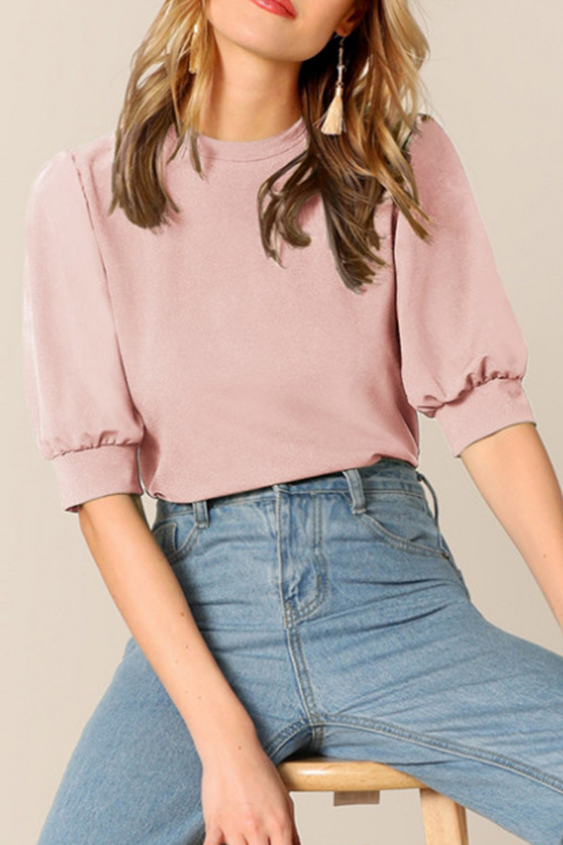 Casual Solid Patchwork O Neck Blouses