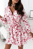 Fashion Street Print Split Joint V Neck A Line Dresses（4 colors）