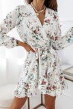 Fashion Street Print Split Joint V Neck A Line Dresses（4 colors）