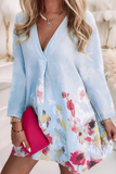 Casual Floral Patchwork V Neck A Line Dresses