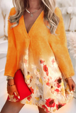 Casual Floral Patchwork V Neck A Line Dresses