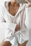 Casual Solid Patchwork Draw String Hooded Collar Sweats(7 Colors)
