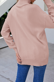 Casual Solid Split Joint Turtleneck Tops