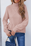 Casual Solid Split Joint Turtleneck Tops