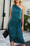 Fashion Elegant Strap Design One Shoulder Irregular Dresses(3 Colors)