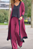 Casual Elegant Contrast V Neck Long Sleeve Three Pieces(4 Colors)