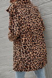 Casual Leopard Split Joint Pocket Turndown Collar Outerwear