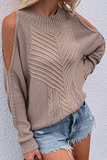 Casual Solid Hollowed Out Patchwork O Neck Sweaters(6 Colors)