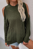 Casual Solid Hollowed Out Patchwork O Neck Sweaters(6 Colors)