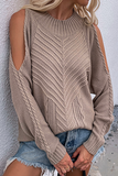 Casual Solid Hollowed Out Patchwork O Neck Sweaters(6 Colors)