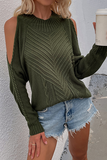 Casual Solid Hollowed Out Patchwork O Neck Sweaters(6 Colors)