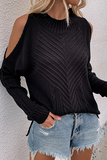 Casual Solid Hollowed Out Patchwork O Neck Sweaters(6 Colors)