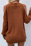 Casual Solid Hollowed Out Patchwork O Neck Sweaters(6 Colors)